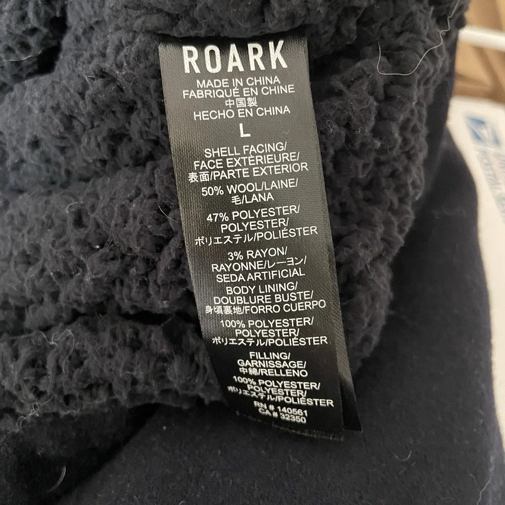 Roark Axeman Jacket Mens Large Full Zip Sherpa Lined Chore Wool Blend Clasp Blue